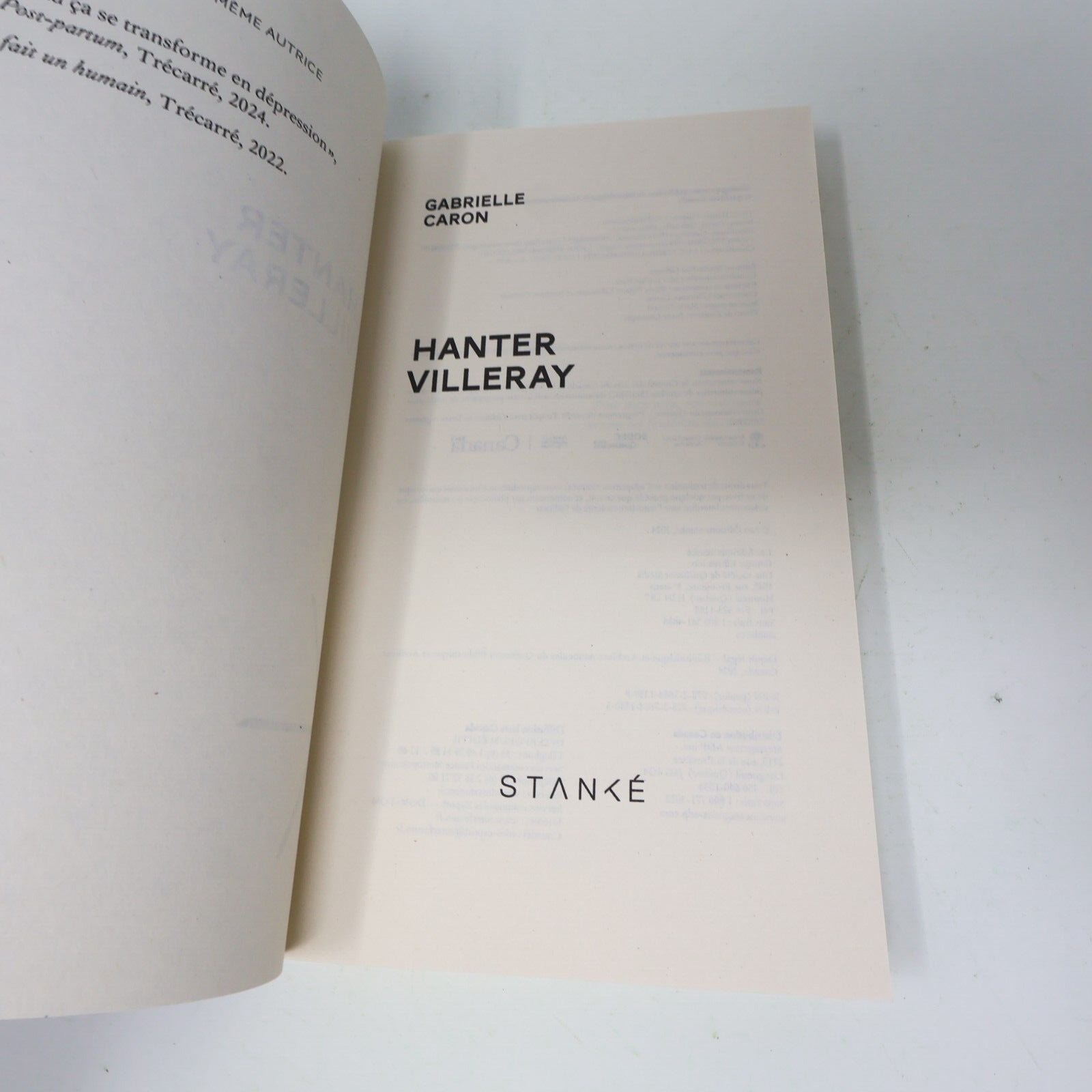 2024 Hanter Villeray Gabrielle Caron Fantôme Littérature Québécoise Roman Stanké