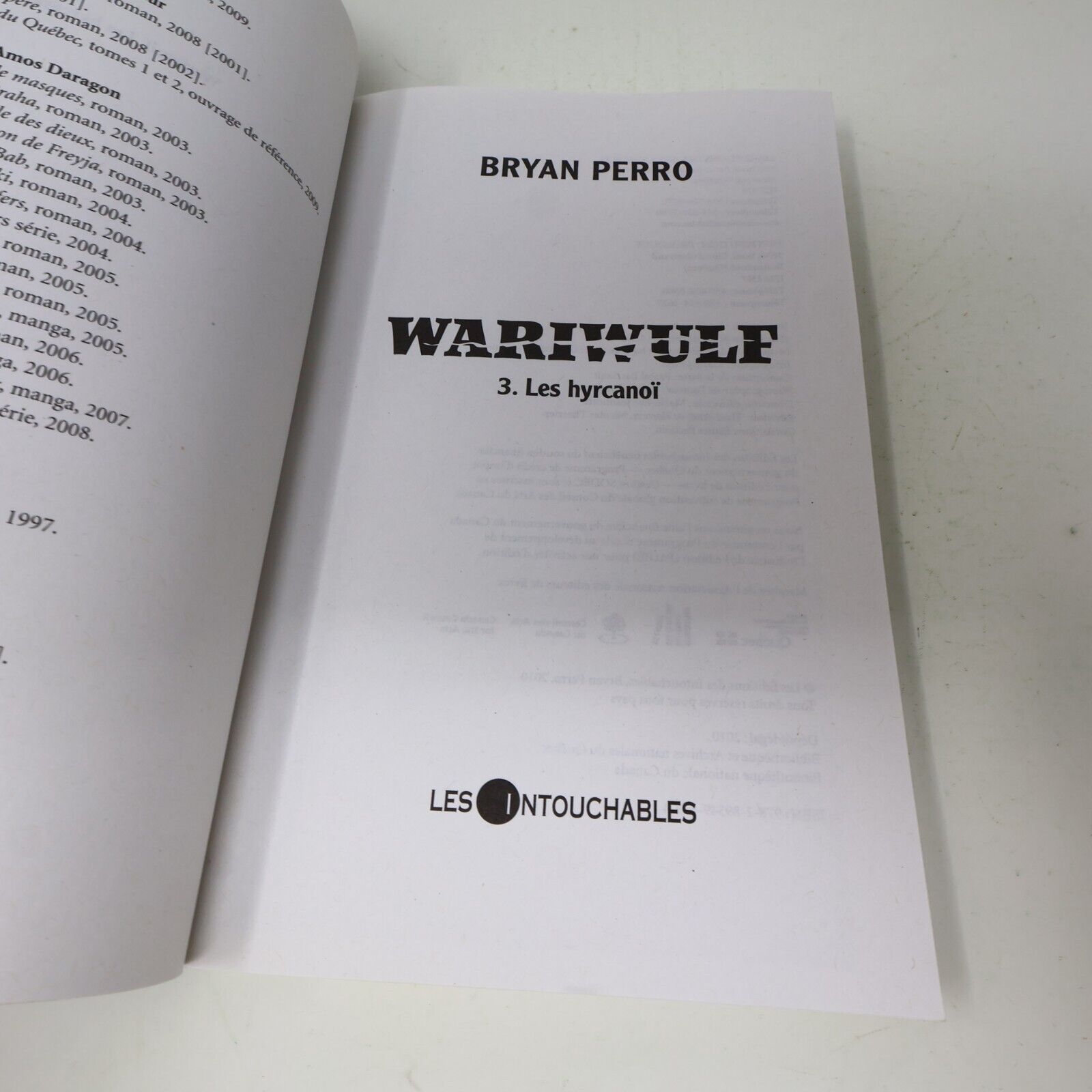 Les Hyrcanoï Bryan Perro Wariwulf #3 Les Intouchables Français Paperback Enfants