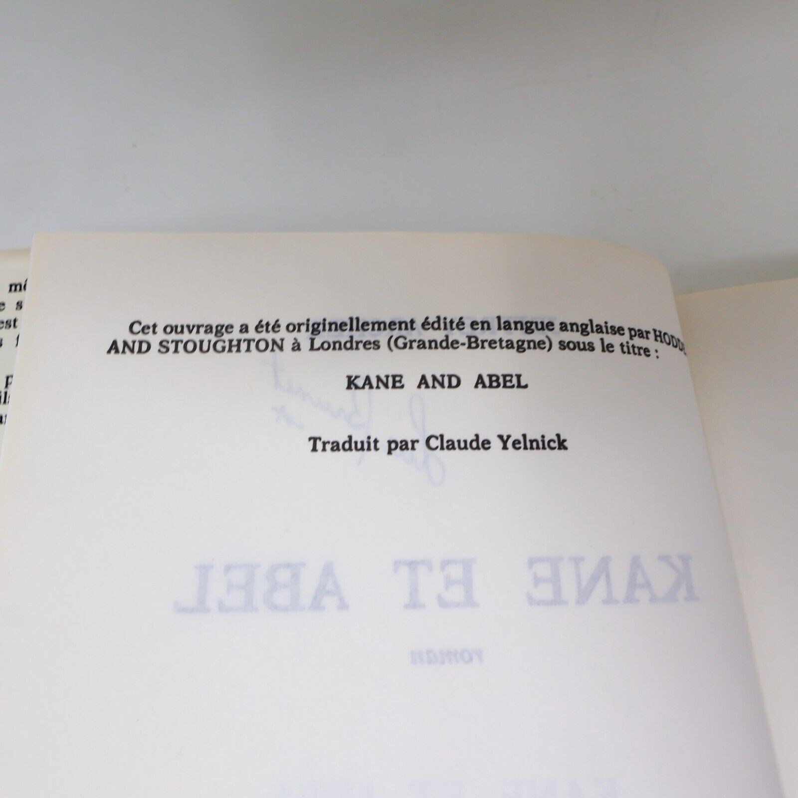 1982 Kane et Abel Jeffrey Archer Roman Historique Thriller BCE France Loisirs HC