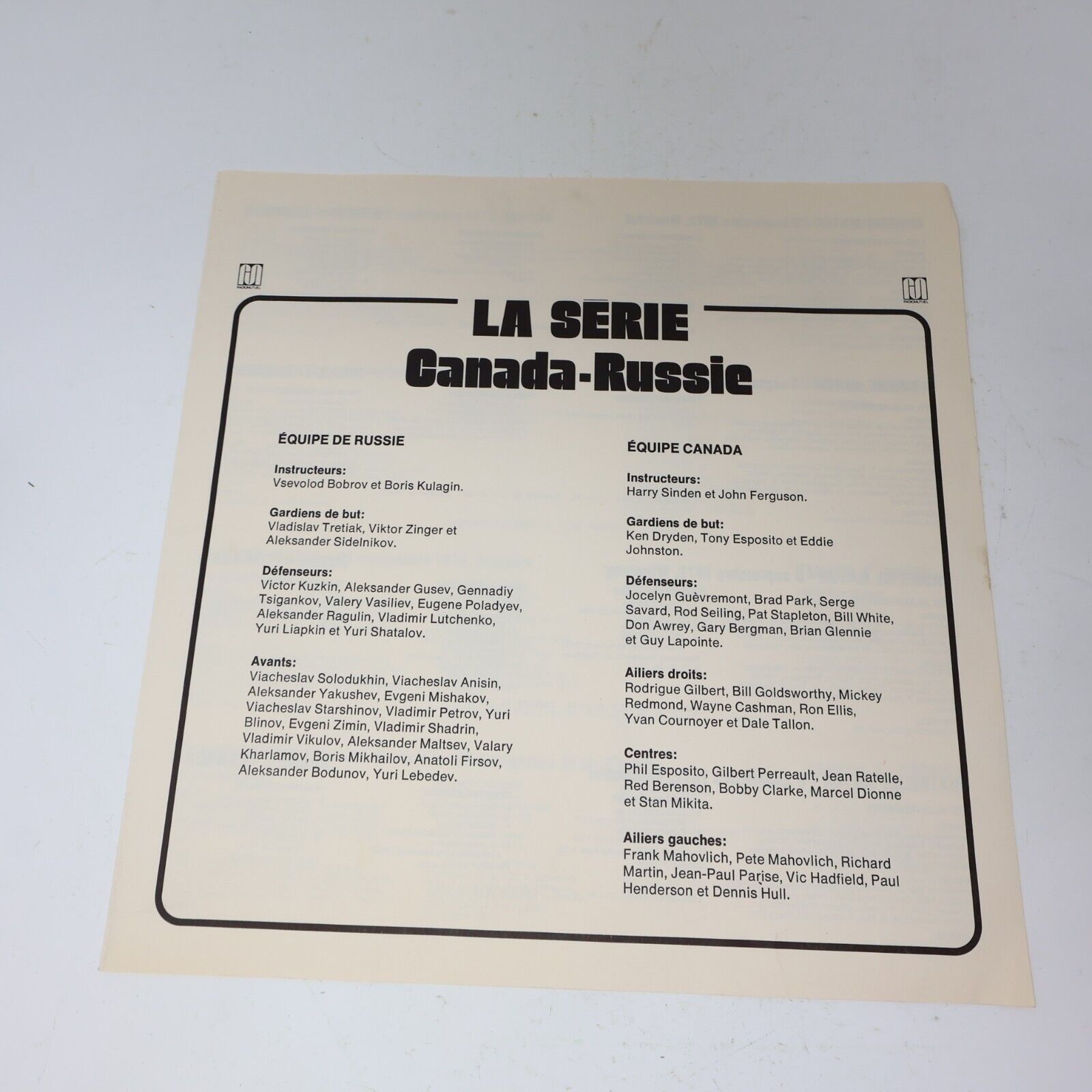 La Série Canada Russie Disque LP Hockey Série du Siècle Français 1973 RM 401